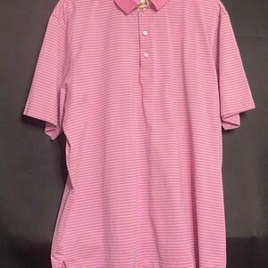 Betenly Striped Golf Polo Shirt Pink Short‎ Sleeve Casual XL
